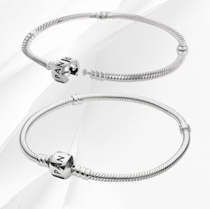 Pandora Moments Sterling Silver Snake Chain Barrel Clasp Charm Bracelet